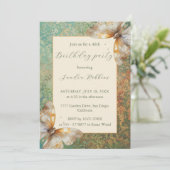 Romantische Orange- und grüne Schmetterlinge zum G Einladung (Stehend Vorderseite)