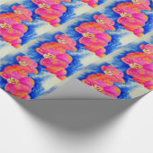 Romantische orangefarbene Aquarellmalerei Geschenkpapier (Ecke)