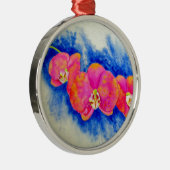 Romantische orangefarbene Aquarellmalerei Silbernes Ornament (Rechts)