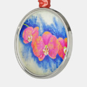 Romantische orangefarbene Aquarellmalerei Silbernes Ornament (Links)