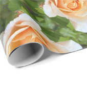 Romantische Orangefarbene Rose Rose Blume Geschenkpapier (Rolleneckpunkt)