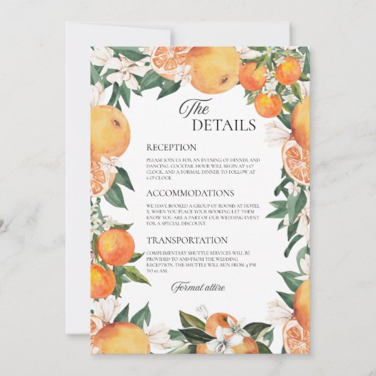 Romantische Orangen Hochzeitskarte Einladung (Vorderseite)