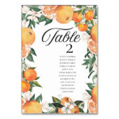 Romantische Orangen Hochzeitsnamen Tischnummer (Vorderseite)