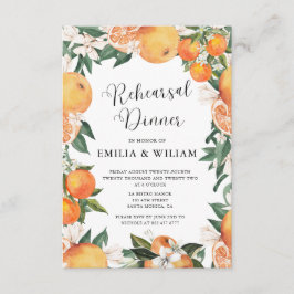 Romantische Orangen Probe Abendessen Begleitkarte