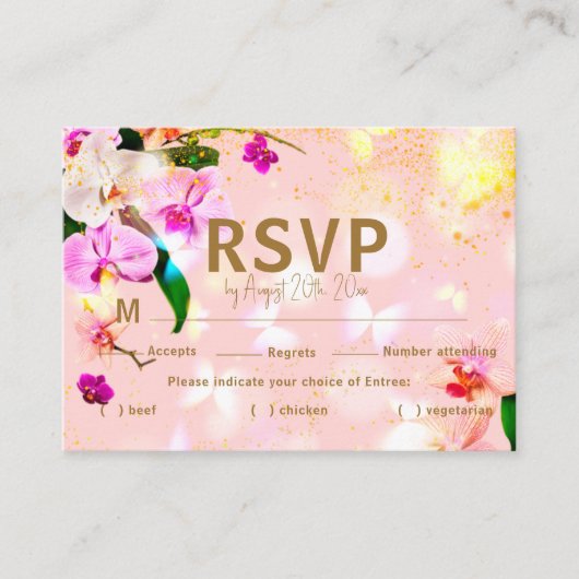 Romantische Orchid Bouque Wedding RSVP Enclosure C Begleitkarte (Vorderseite)
