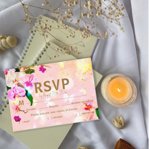 Romantische Orchid Bouque Wedding RSVP Enclosure C Begleitkarte