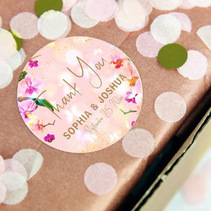 Romantische Orchid Bouquet Elegante Hochzeit Runder Aufkleber