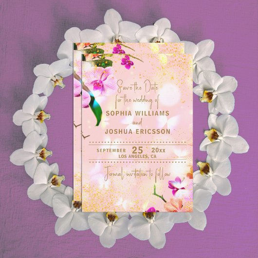 Romantische Orchid Bouquet Elegante Hochzeit Save The Date