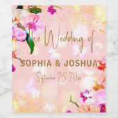 Romantische Orchid Bouquet Elegante Hochzeit Weinetikett (Einzelnes Label)