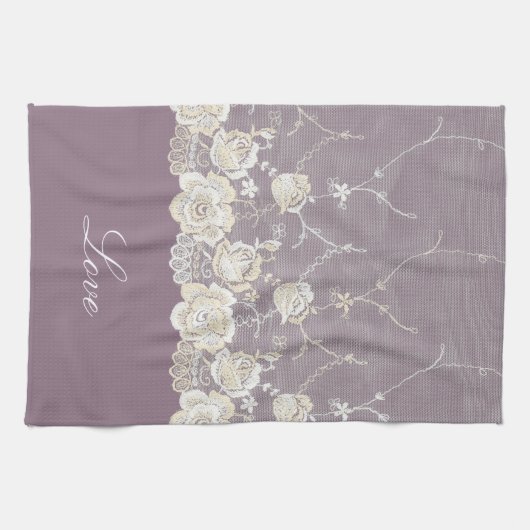 Romantische Orchidee Lila floral Geschirrtuch (Horizontal)