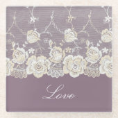 Romantische Orchidee Lila Liebe Glasuntersetzer (Vorderseite)