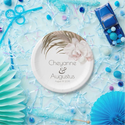 Romantische Orchideen und Pampas Grass Wedding Pappteller (Party)