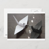 Romantische Origami-Krane Postkarte (Vorne/Hinten)