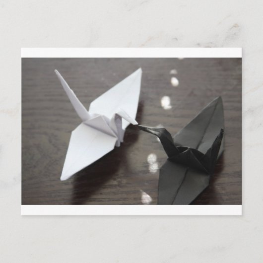 Romantische Origami-Krane Postkarte (Vorderseite)
