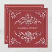 Romantische Ornamente Hochzeit Crimson Einladung (Vorne/Hinten)