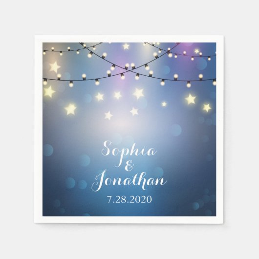 Romantische Outdoor Wedding Twinkle String Lights Serviette (Vorderseite)