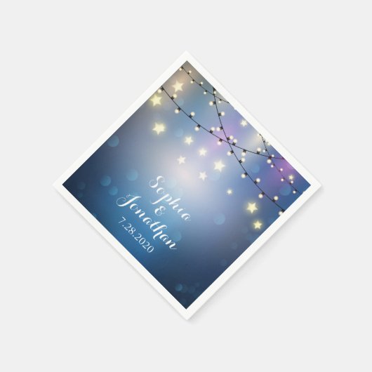 Romantische Outdoor Wedding Twinkle String Lights Serviette (Ecke)