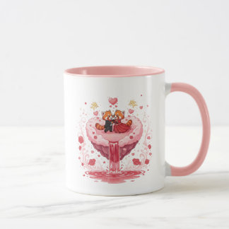 Romantische Paare Herz Illustration Zweifarbiges K Tasse