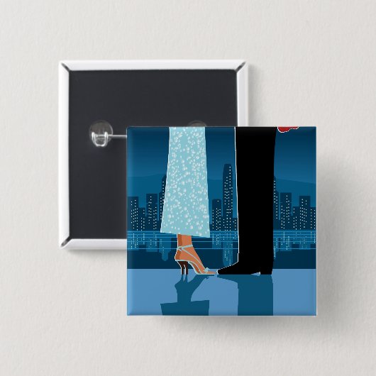 Romantische Paare in der Stadt Button (Vorne & Hinten)