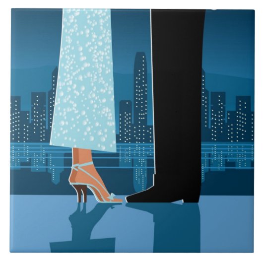 Romantische Paare in der Stadt Fliese (Vorderseite)