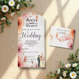 Romantische paarfarbene Sommerhochzeit All In One Einladung