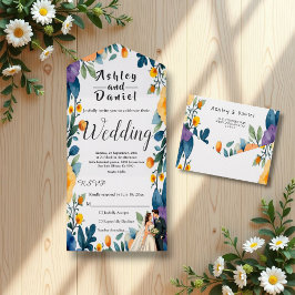 Romantische paarfarbene Sommerhochzeit All In One Einladung