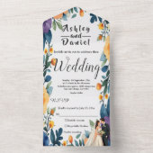 Romantische paarfarbene Sommerhochzeit All In One Einladung (Innen Boden)