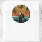 romantische Paarszene Runder Aufkleber (Tasche)