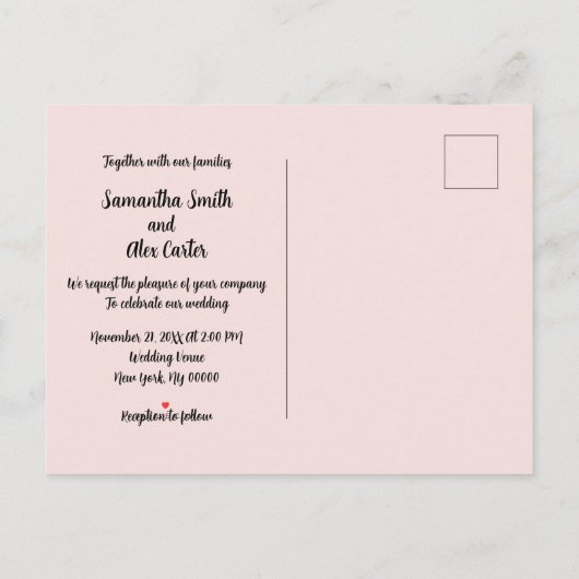 Romantische Paarung Einladung (Rückseite)