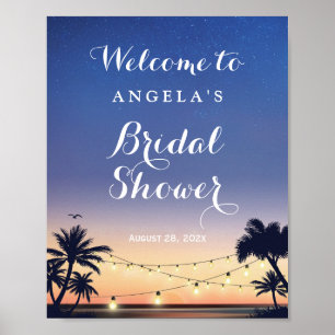 Romantische Palm Beach Lichterkette Brautparty Poster