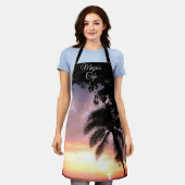 Romantische Palme Tree Sunset Personalisiert Schürze (Getragen)