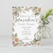 Romantische Pampas und Rose Brautparty laden ein Einladung (Stehend Vorderseite)