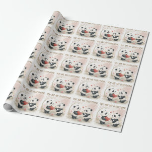 Romantische Panda-Karte Geschenkpapier