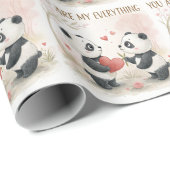 Romantische Panda-Karte Geschenkpapier (Rolleneckpunkt)