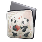 Romantische Panda-Karte Laptopschutzhülle (Vorderseite Links)
