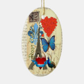 Romantische Paris-Collage Keramikornament (Rechts)