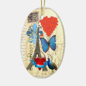 Romantische Paris-Collage Keramikornament (Links)