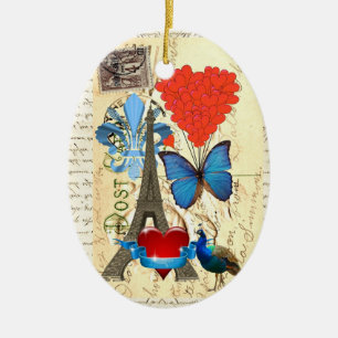 Romantische Paris-Collage Keramikornament
