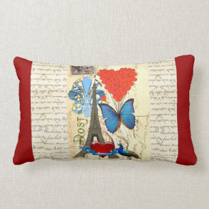 Romantische Paris-Collage Lendenkissen