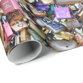 Romantische Paris-Liebe-Vorhängeschlösser Geschenkpapier (Rolleneckpunkt)