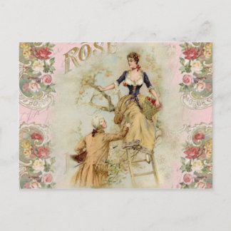Romantische Paris Liebhaber rosa Shabbychie Postkarte