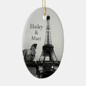 Romantische Paris Lit Up Eiffel Tower Wedding Keramik Ornament (Rechts)