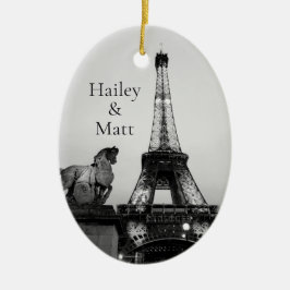 Romantische Paris Lit Up Eiffel Tower Wedding Keramik Ornament