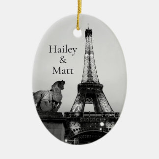 Romantische Paris Lit Up Eiffel Tower Wedding Keramik Ornament