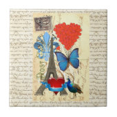 Romantische Pariser Collage Fliese (Vorderseite)