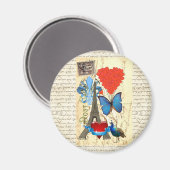 Romantische Pariser Collage Magnet (Vorderseite/Rückseite)