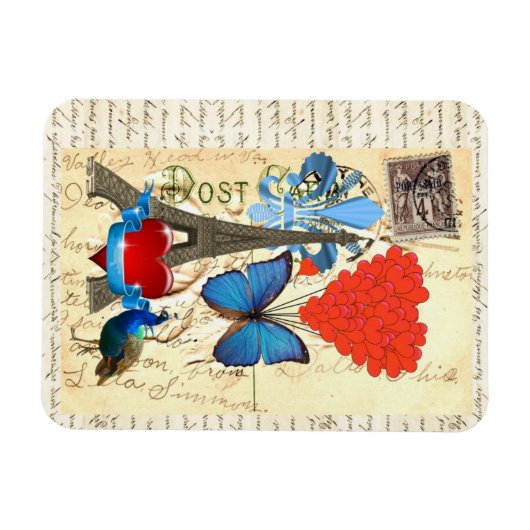 Romantische Pariser Collage Magnet (Horizontal)