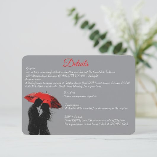 Romantische Pariser Liebe Silhouette Begleitkarte (Stehend Vorderseite)