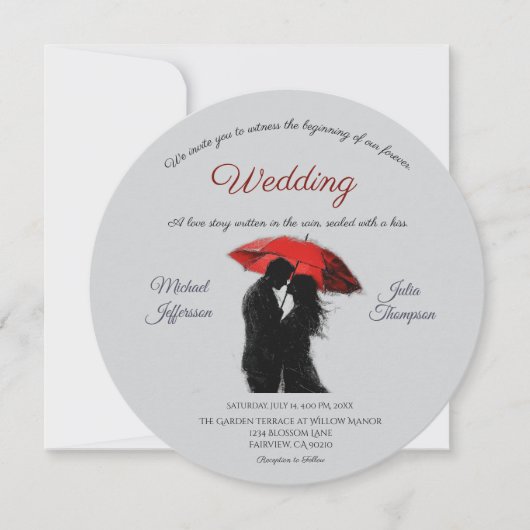 Romantische Pariser Liebe Silhouette Einladung (Vorderseite)