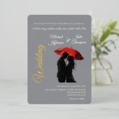 Romantische Pariser Liebe Silhouette Folieneinladung (Stehend vorne)